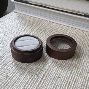 Round Wooden Ring Box with Clear Acrylic Lid - 2 Slots